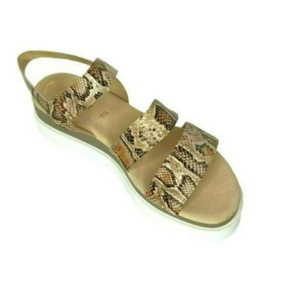 Gabor Snakeskin Tan Cross Strap Leather Open Platform Toe Sandals Size 7.5 - Picture 2 of 11